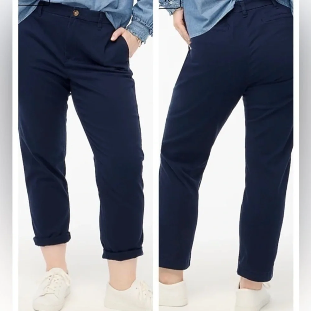 J Crew Navy Blue Petite 12 High Rise Girlfriend Chino Pants
